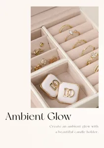 Elegant jewelry organizer box with multi-compartments, perfect for storing rings and earrings.