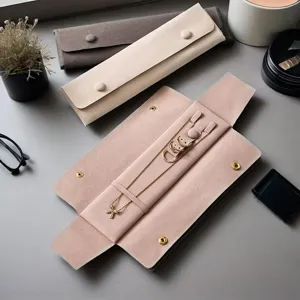 Portable Microfiber Jewelry Storage Bag Minimalist Travel Pouch For Necklaces Earrings Rings Soft Velvet Lining Case Organizer