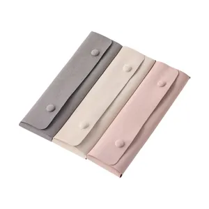 Portable solid color velvet jewelry storage bag minimalist travel pouch for ring earrings necklace