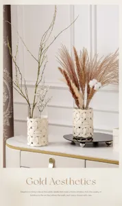 Nordisch Luxus Gewebtes Leder Glas Blumenvase Deko Wohnzimmer Tisch Trockenblumen Vase