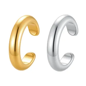 Minimalistische C-förmige Ohrklemme Gold Silber, Edelstahl Ohrschmuck ohne Piercing Hauptbild.
