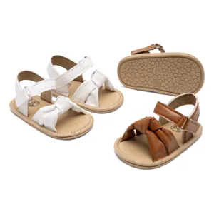 Infant Baby Girls Sandals Bow Soft Sole First Walkers Toddler Summer Shoes Non-Slip PU Leather Bowknot Velcro Crib Shoes
