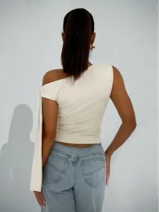 Damen Sommer One-Schulter ärmelloses Oberteil mit eleganter seitlicher Schleife.