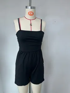 Summer casual black spaghetti strap strapless backless rompers women clubwear jumpsuits