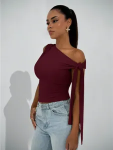 Sommer lässiges einfarbiges schulterfreies Band ärmelloses schmales Damen Oberteil Mode.