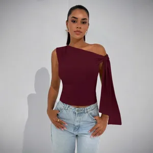 Elegantes Damen Sommer einarmig ärmellos unifarben Top mit modischem Schleifenband.