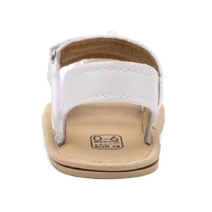 Comfortable breathable white infant baby toddler sandals with soft anti-slip sole for summer.