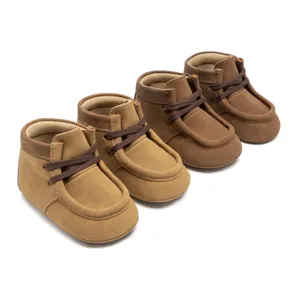 Retro Baby Schneestiefel Weiche Sohle Rutschfeste Lauflernschuhe Für Kleinkinder Winter Warme PU-Lederstiefel