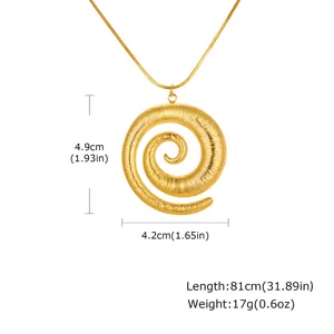 Elegante collana con pendente a spirale in acciaio inossidabile dorato per donna.