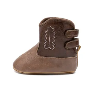 Bottes western en cuir PU pour bébé, dotées d'une belle broderie et de brides velcro.