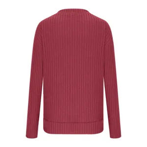 Top en tricot brossé côtelé à manches longues pour femmes pull uni basique décontracté