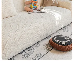 Universal stretch sofa cover all-inclusive jacquard leaf pattern slipcover for living room