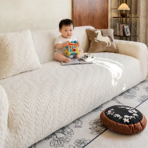 Universal stretch sofa slipcover elastic all-inclusive couch cover with textured leaf pattern