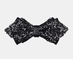 Farfallina uomo strass scintillante nero cristallo formale matrimonio festa accessorio