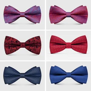 Papillon Classico in Seta di Poliestere Tinta Unita Jacquard per Uomo Matrimonio Sposo Testimoni Affari Formale