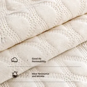 Retro chenille sofa cushion fabric close-up, soft touch and breathable material cover.