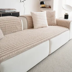 Cream style thick plush sofa cushion winter warm anti-slip velvet sofa cover for living room