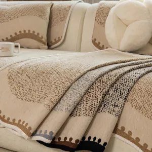 Wabi-Sabi Sofaüberwurf, Vintage gemusterte rutschfeste Sofadecke für gemütliches Wohnzimmer.