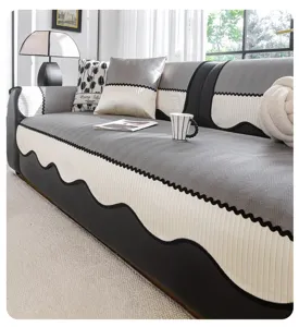 Summer ice silk sofa cushion mat, anti-slip cooling cover for modern living room furniture.