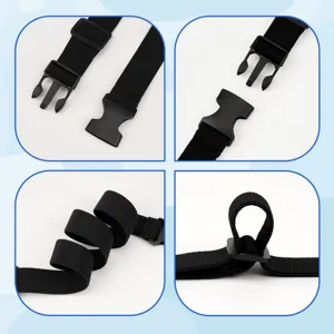 Cintura elastica nera per bambini con fibbia in plastica e cursore regolabile uso quotidiano.