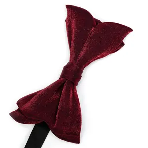 Pajarita de terciopelo burdeos para hombre, elegante corbata de lazo para traje de boda.