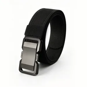 Herren Taktischer Gürtel Schnellverschluss Metall Schnalle Nylon Leinwand Hose Schwarz