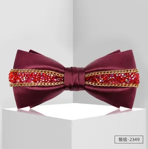 Farfalla in cristallo rosso vino da uomo matrimonio elegante accessorio da collo moda