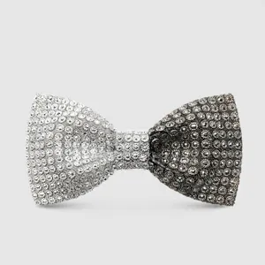 Uomo lusso farfallino strass brillante cristallo formale matrimonio sposo moda accessorio