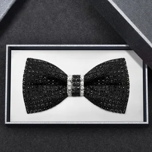 Farfallino in Strass di Lusso per Uomo Cristallo Scintillante Accessori per Abito da Festa di Matrimonio Formale Seta di Poliestere