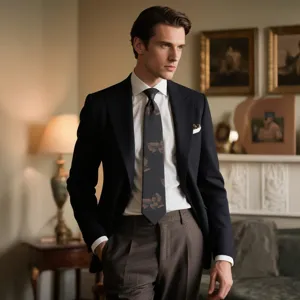 Conjunto de chaqueta de traje camisa y corbata floral para hombre, estilo elegante y formal.