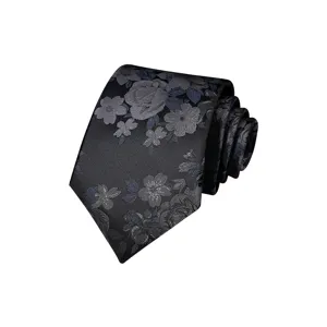 Clásica corbata de hombre vintage con estampado floral jacquard, elegante accesorio formal.