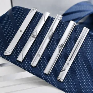 Pince à Cravate en Métal Formelle pour Hommes d'Affaires Plaqué Argent Épingle à Cravate Élégant Pince de Cravate de Costume pour Mariage Bureau