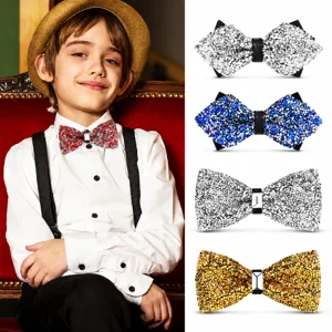 Farfallino in Strass per Bambini Fiocco in Cristallo Lucido Ragazzi Spettacolo Festa Matrimonio Accessori