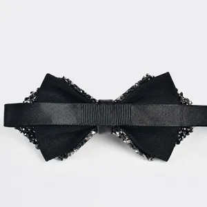 Farfalla nera con strass per bambini, brillante fiocco in cristallo per feste formali.