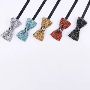 Uomo cristallo strass glitterato papillon multicolore matrimonio festa ballo cravatta accessorio