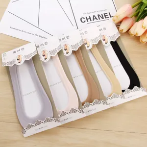 Women ice silk invisible boat socks shallow mouth anti slip low cut casual socks multi color