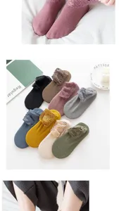 Cozy thermal women short socks with elegant lace ruffle design for autumn and winter warmth.