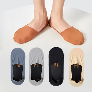 Men's Ice Silk No Show Socks Summer Thin Low Cut Invisible Socks Anti-Slip Breathable Casual Socks For Men