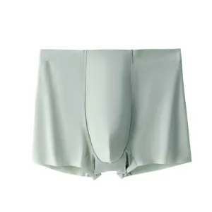 Boxer uomo senza cuciture in seta di ghiaccio traspirante leggero verde chiaro comodo