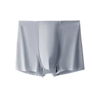 Boxer da uomo senza cuciture in seta di ghiaccio, intimo leggero e traspirante per uso quotidiano.