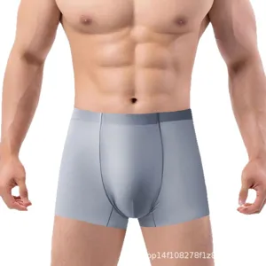 Boxer sans coutures en soie glacée pour homme, sous-vêtement respirant et doux au quotidien.