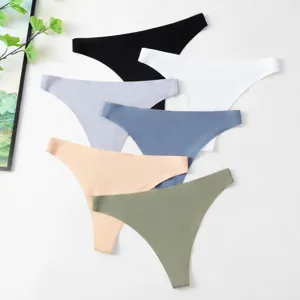 Mujer tanga de seda de hielo sin costuras talle bajo transpirable bragas multipack