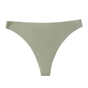 Mujer tanga sin costuras de seda de hielo, transpirable talle bajo tanga bikini invisible.