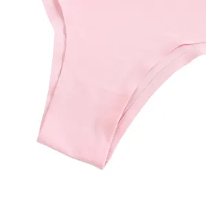 Close-up detail of women's seamless pink low-waist ice silk underwear, soft and breathable.