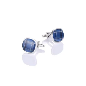Blauwe vierkante manchetknopen voor heren, elegante overhemd accessoires voor zakelijk.
