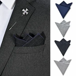 Men's Wool Pocket Square Business Formal Suit Hanky Solid Color Striped Gentleman Wedding Pocket Square Accessories