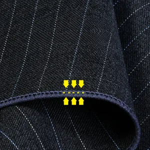 Dark grey pinstripe wool pocket square for men, elegant suit handkerchief with fine edge.