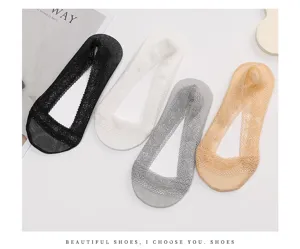 Women lace invisible socks summer thin low cut non slip boat socks shallow mouth breathable footwear