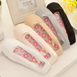 Women Ice Silk Boat Socks Summer Thin Breathable Anti Slip Silicone Invisible Short Socks Casual Solid Color Low Cut Socks