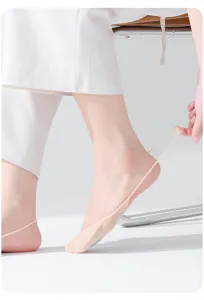 Detailansicht sommerliche dünne flache Damen-Söckchen mit elastischen Riemen unsichtbar.